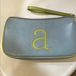 Blue and Green Clutch with Letter 'A' like new